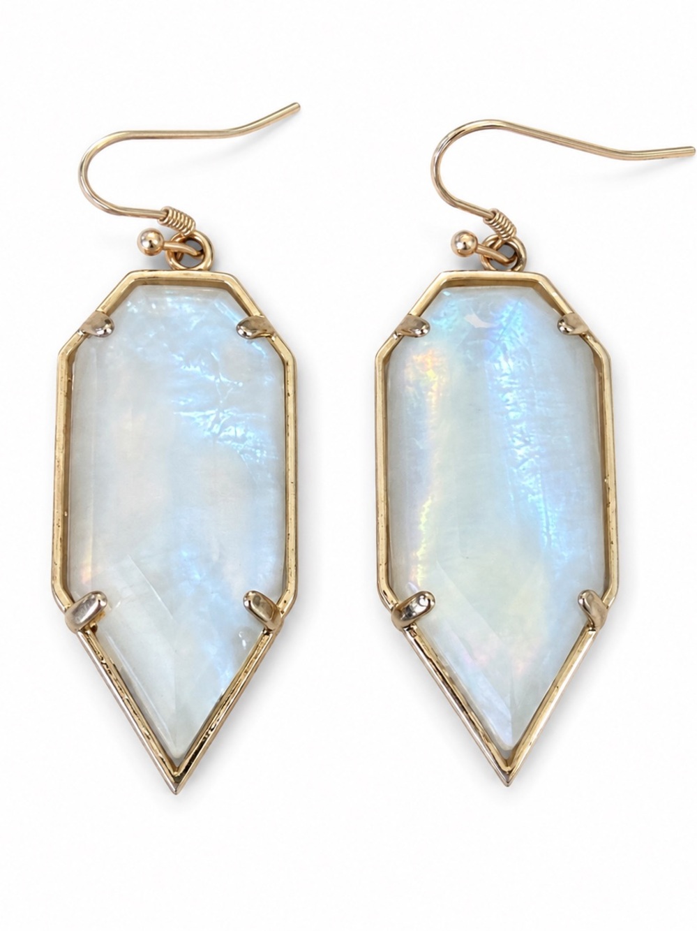 Kendra Scott White Mother-of-Pearl Gold Drop Earrings
